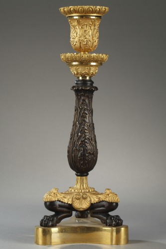 Paire de flambeaux en bronze ciselé, France circa 1820 - 1825 - Restauration - Charles X