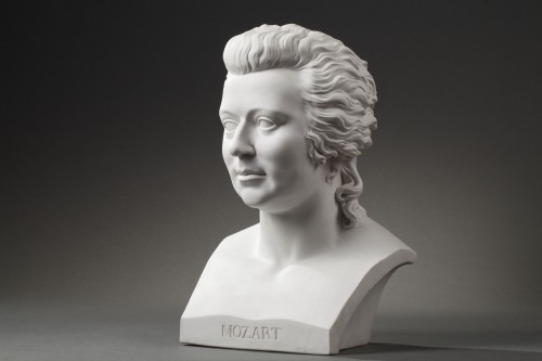Céramiques, Porcelaines  - Manufacture KPM Berlin - Buste en biscuit représentant Mozart 19e siècle