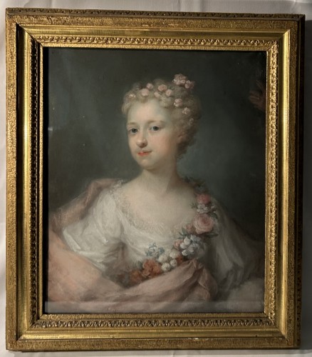 Pastel représentant une jeune fille - École Italienne début 18e siècle - Tableaux et dessins Style 