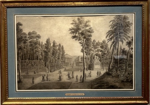 Tableaux et dessins Dessin, Aquarelle & Pastel - Paire de vues du parc de Bruxelles en 1798