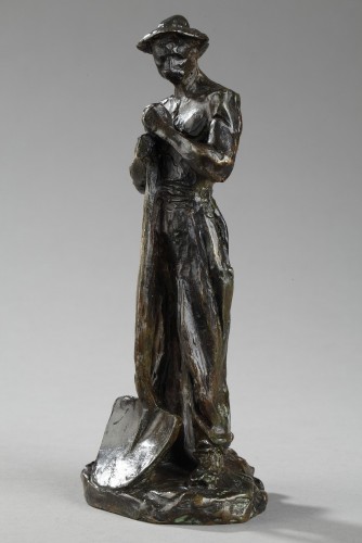 Terrassier appuyé sur une Pelle - Aimé-jules Dalou (1838-1902) - Sculpture Style 