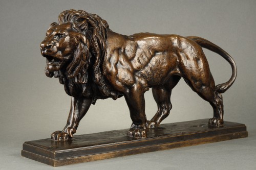 Lion qui marche - Antoine-Louis BARYE (1796-1875) - Sculpture Style Napoléon III