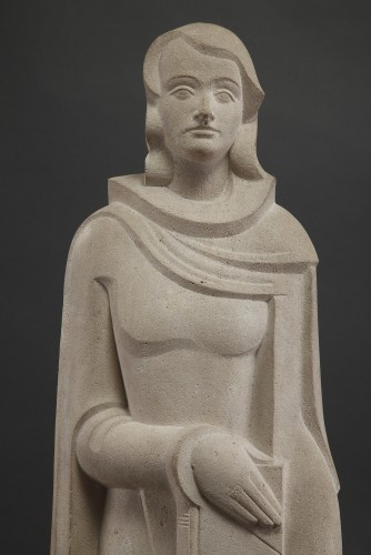 Dame au Livre - Jan et Joël Martel (1896-1966) - Sculpture Style Art Déco