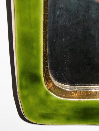 Miroir au soleil doré en céramique des années 50, attribué à Mithé Espelt - Galerie Vaudemont