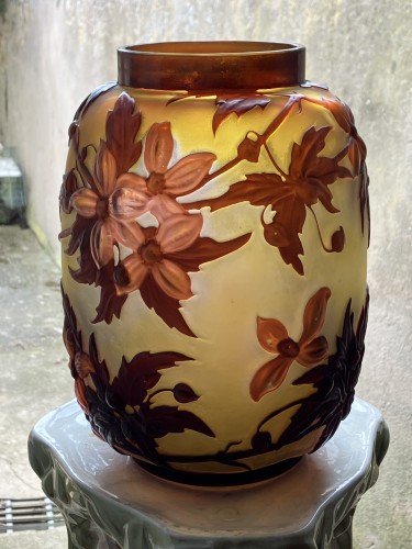 Verrerie, Cristallerie  - Émile Gallé vase Soufflé Clématites art nouveau