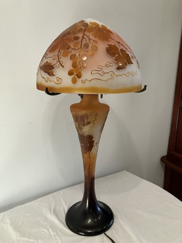 Émile Gallé - Grande lampe Art nouveau vigne vierge - Verrerie, Cristallerie Style Art nouveau