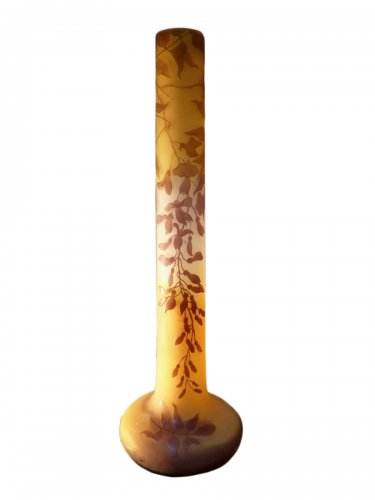 Emile Gallé - Grand vase Art Nouveau motif de Glycine