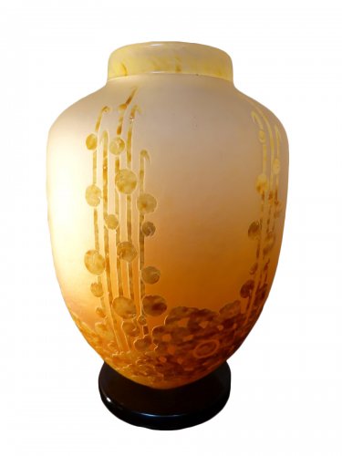 Le verre Français - important vase Art déco aux algues
