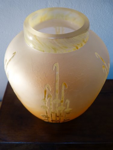 Le verre Français - important vase Art déco aux algues - Verrerie, Cristallerie Style Art nouveau