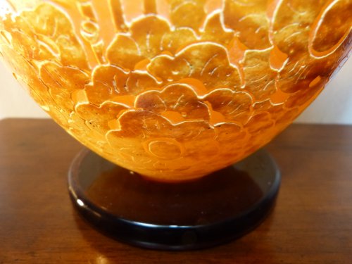 Verrerie, Cristallerie  - Le verre Français - important vase Art déco aux algues