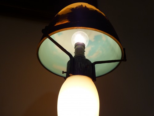 Art nouveau - Müller Frères Luneville Lampe champignon Art nouveau au paysage vosgien