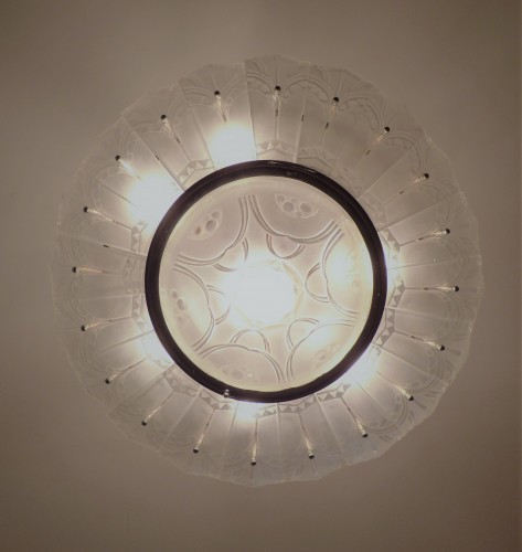 Luminaires Lustre - Sabino lustre Art Déco à plaques en verre moulé