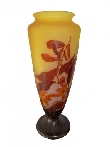 Emile Gallé - Grand vase décor Fleurs de pêcher