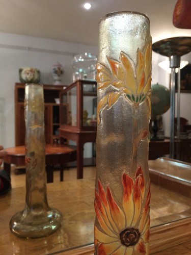 Emile Gallé - Vase décor Marguerites, signature japonisante - Art nouveau