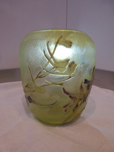 Emile Gallé - Vase orchidées et papillon - Galerie Vaudemont