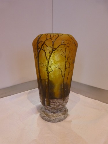 Verrerie, Cristallerie  - Daum Nancy - Grand vase Art nouveau, Paysage de neige