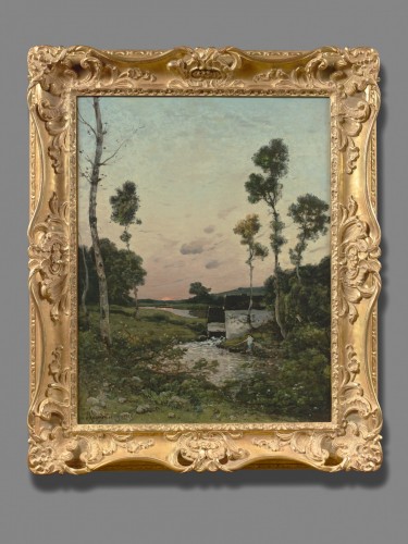 Paysage au moulin - Henri Joseph Harpignies (1819-1916) - Tableaux et dessins Style 