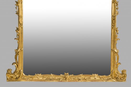 Large paire de miroirs en bois doré de la deuxième moitié du XIXe siècle - Napoléon III
