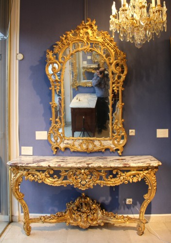 Miroir à parcloses d'époque Régence - Miroirs, Trumeaux Style Régence