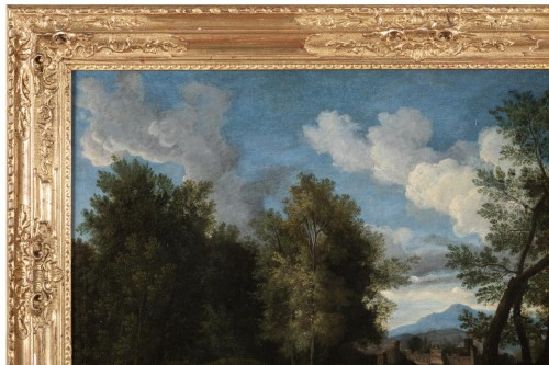 Paysage à l'antique - fin du XVIIe début XVIIIe attribué à J.F Van Bloemen - Galerie William Diximus