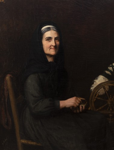 Portrait "J'ai du bon tabac dans ma tabatière" - Yolande de la Rochefoucauld (1849-1905 ) - Tableaux et dessins Style Napoléon III
