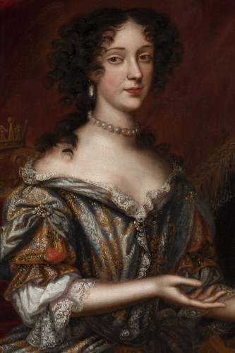 Antiquités - Portrait du XVIIe, Marie Béatrice Eléonore isabelle d’Este, princesse de Modène