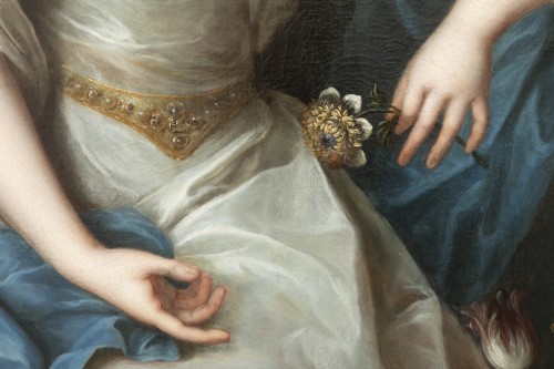 Important portrait du XVIIIe dans son cadre Louis XV - Attribué à Pierre Gobert - Galerie William Diximus