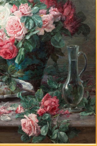 Furcy de Lavault (1847-1915) - Nature morte de roses et de prunes - Napoléon III
