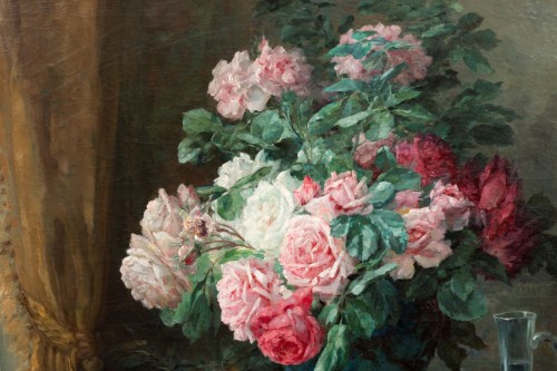 Antiquités - Furcy de Lavault (1847-1915) - Nature morte de roses et de prunes