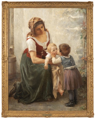 Le baiser -  Timoléon Marie Lobrichon (1831-1914)