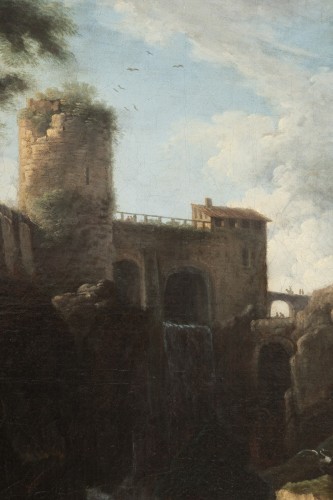 Vue sur la cascade de Tivoli - École française, cercle de Claude Joseph Vernet - Galerie William Diximus