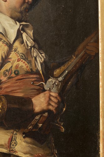 XIXe siècle - Ferdinand ROYBET - Portrait d'un mousquetaire à l'arquebuse