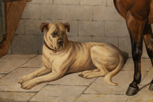  - Cheval accompagné d'un Mastiff - E-J Keeling (act 1856-1873)