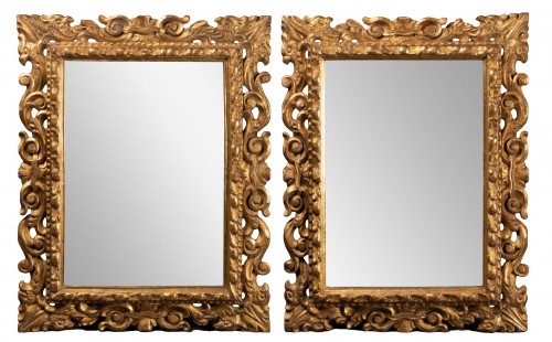 Paire de miroirs italiens en bois sculpté - 19e siècle