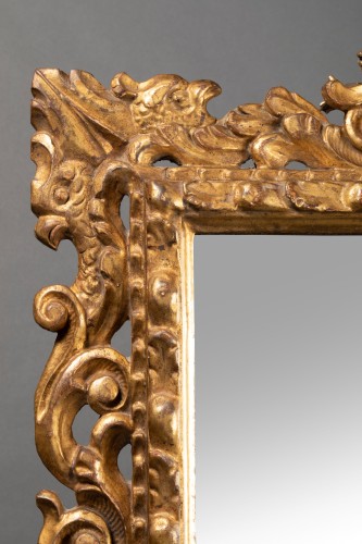 Antiquités - Paire de miroirs italiens en bois sculpté - 19e siècle