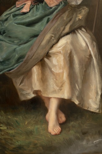 Antiquités - Gustave Jacquet (1846-1909) - Portrait en pied d'une jolie Paysanne