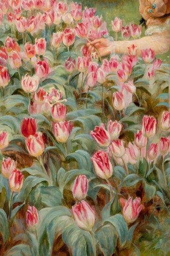 XIXe siècle - Frederick MORGAN (1847-1927) - la cueillette de tulipes