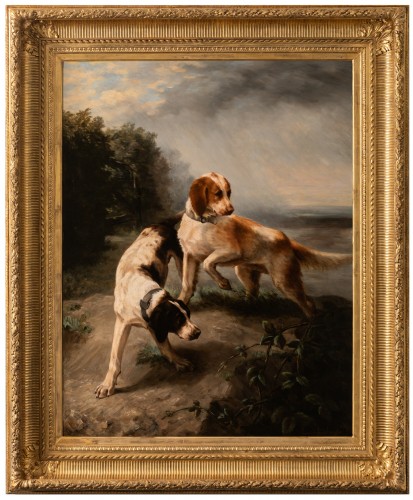 Louise Lalande (1834-1890) - Deux chiens à l'arrêt