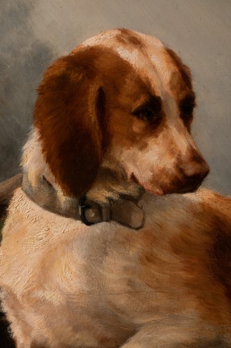 Tableaux et dessins Tableaux XIXe siècle - Louise Lalande (1834-1890) - Deux chiens à l'arrêt