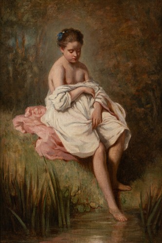 Charles CHAPLIN (1825-1891 - Jeune fille au bain - Tableaux et dessins Style Napoléon III