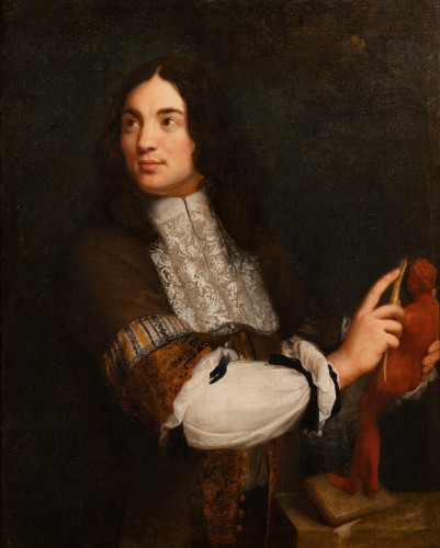 Portrait présumé d'Antoine Coysevox - Attribué à Charles Le Brun - Tableaux et dessins Style Louis XIV