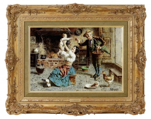 Paire  de scènes de genre - Eugenio Edoardo Zampighi (1859 - 1944) - Galleria Sinigaglia
