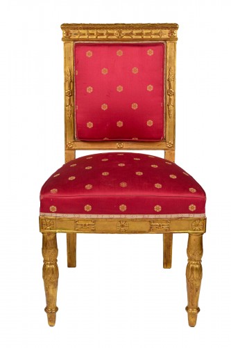 Suite de quatre chaises en bois doré, estampillée Jacob D. rue Meslée