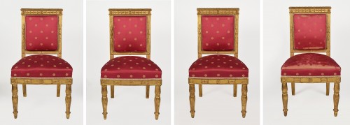 Suite de quatre chaises en bois doré, estampillée Jacob D. rue Meslée - Sièges Style Empire