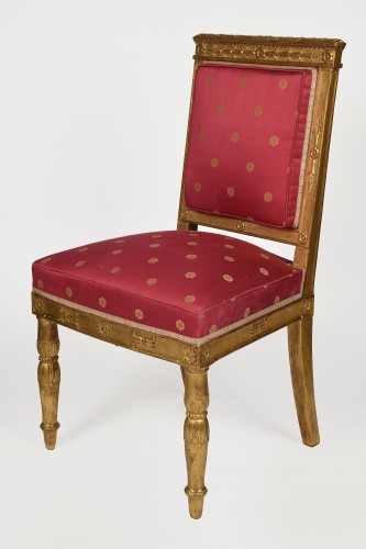 Sièges Chaise - Suite de quatre chaises en bois doré, estampillée Jacob D. rue Meslée