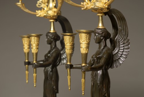 Paire de candélabres d'Époque Empire, attribué à Claude Galle - Luminaires Style Empire