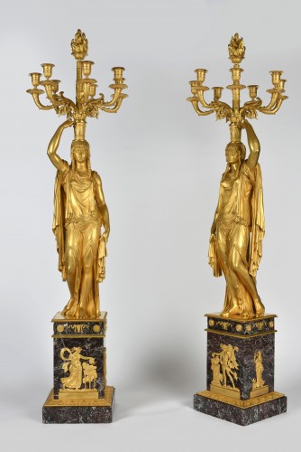 Très importante paire de candélabres d’époque Empire, signée Thomire - Gallery de Potter d'Indoye