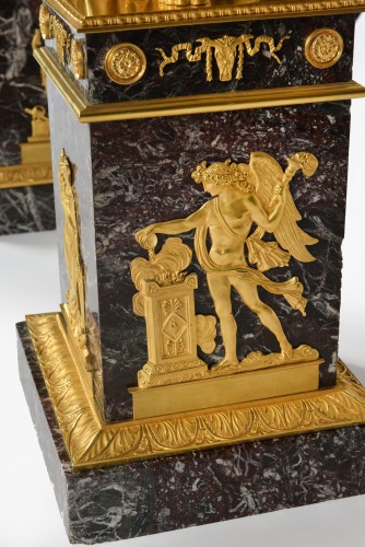 Antiquités - Très importante paire de candélabres d’époque Empire, signée Thomire