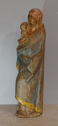 Sculpture Sculpture en Bois - Vierge et Saint Jean au Calvaire – École bourguignonne 2e moitié du XVe