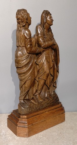 Sculpture Sculpture en Bois - Saint Jean et Vierge de Calvaire en chêne – Flandres début XVIe